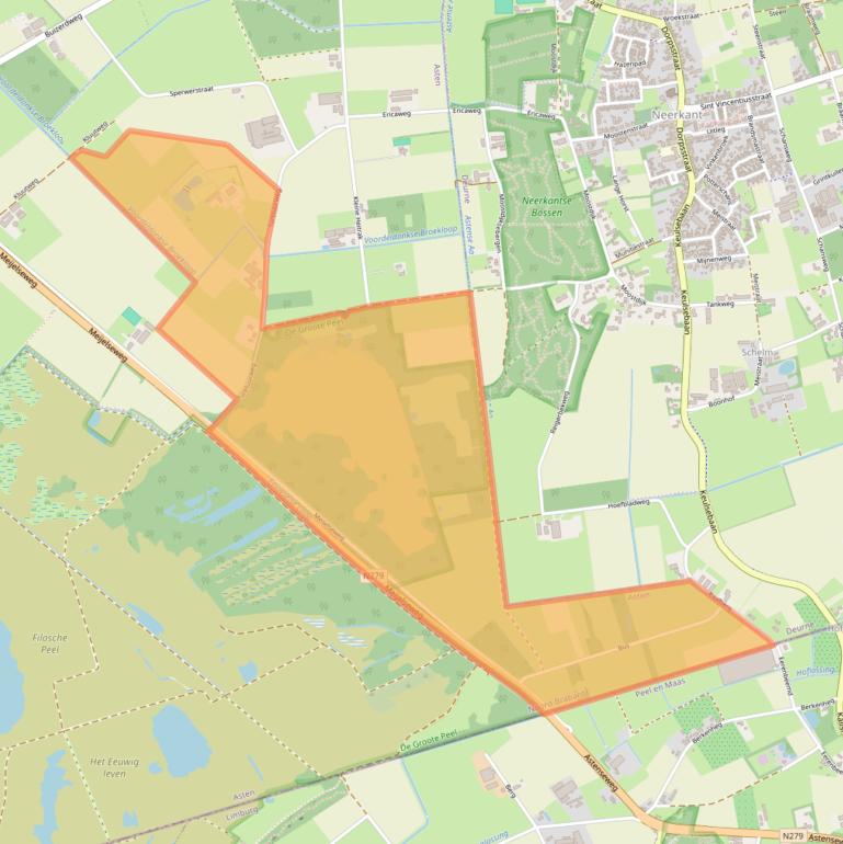 Kaart van postcodegebied 5721RZ.