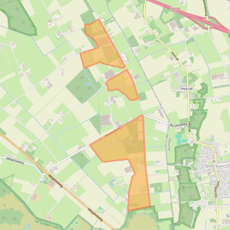 Kaart van postcodegebied 5721SC.