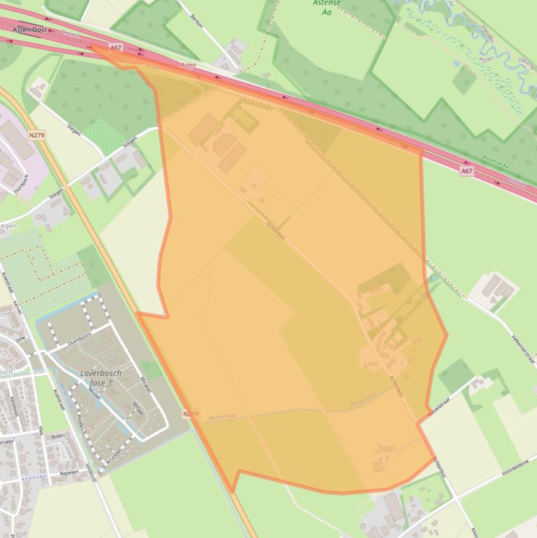 Kaart van postcodegebied 5721SW.