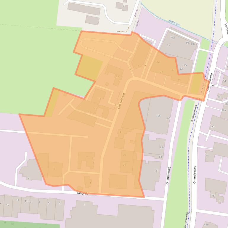 Kaart van postcodegebied 5721VT.