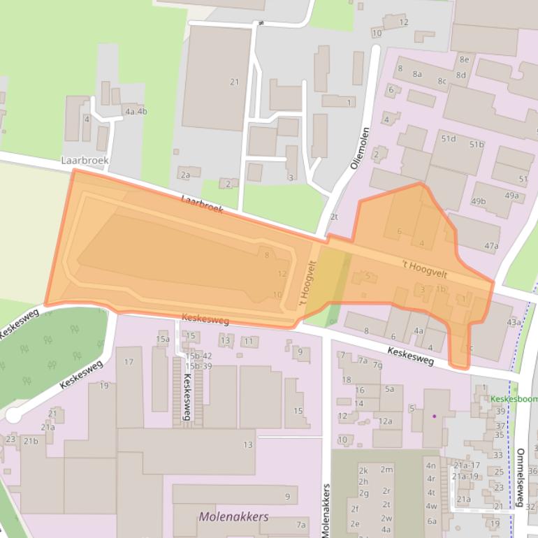 Kaart van postcodegebied 5721VW.