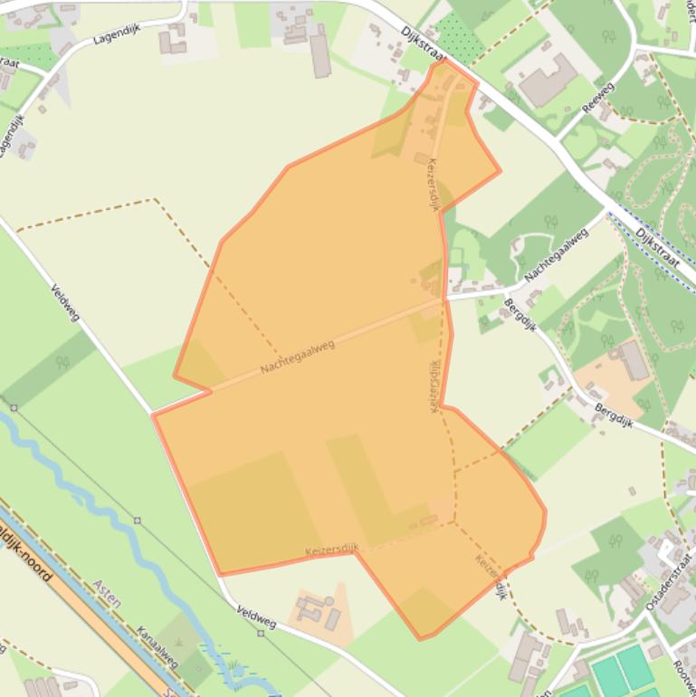 Kaart van postcodegebied 5721WG.