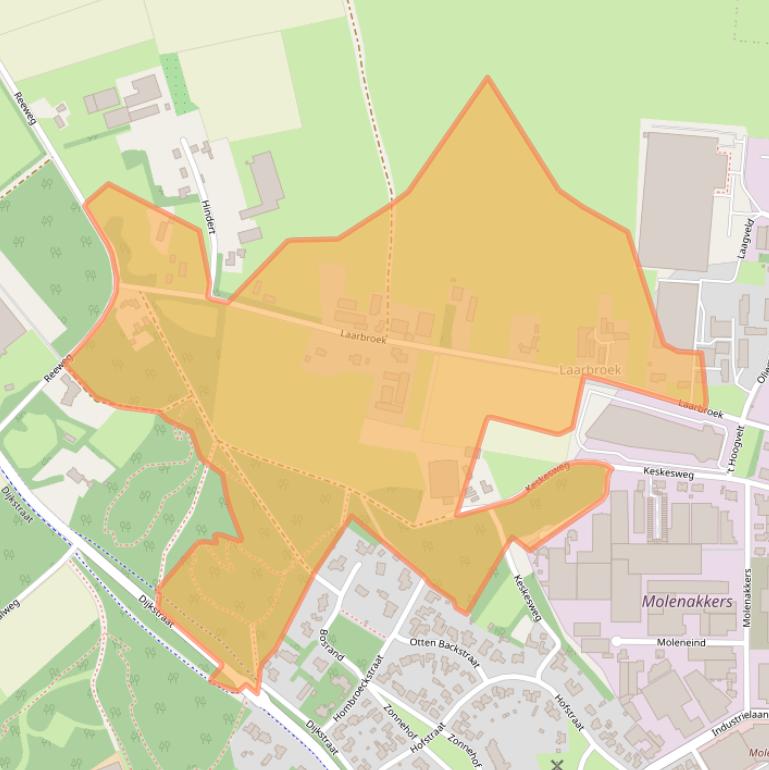 Kaart van postcodegebied 5721WL.