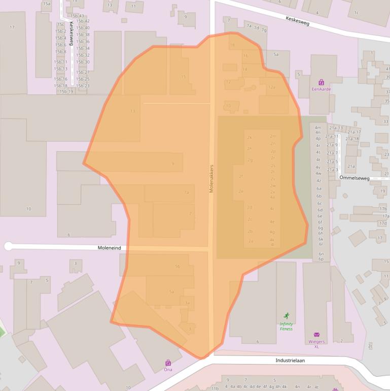 Kaart van postcodegebied 5721WR.