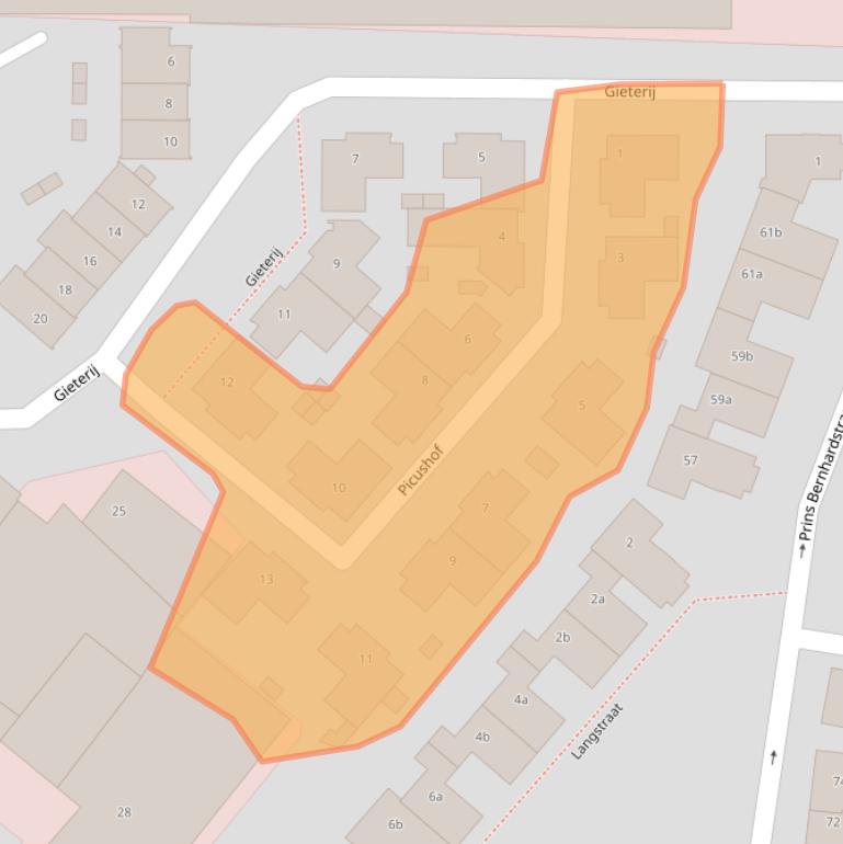 Kaart van postcodegebied 5721WW.