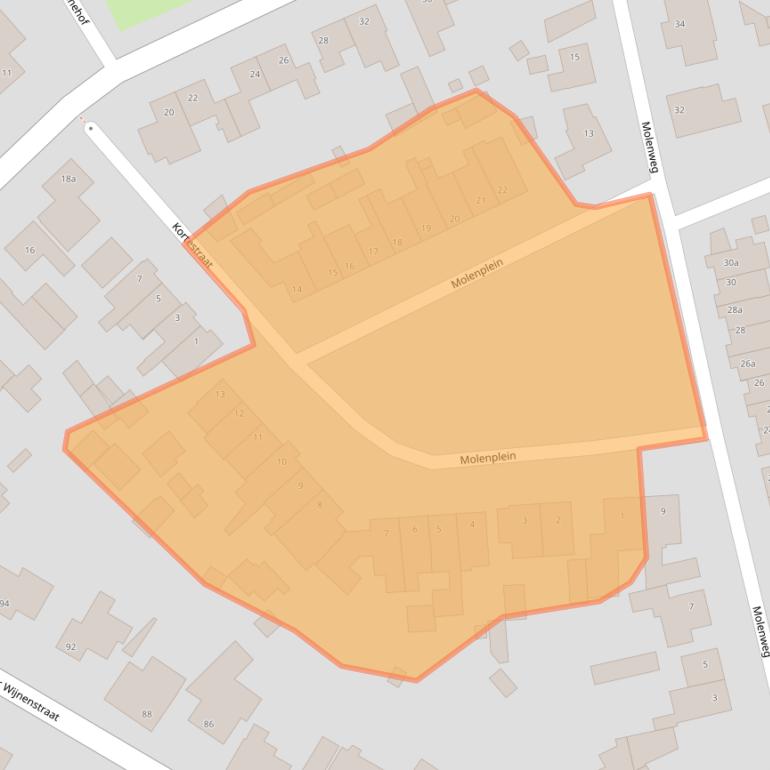 Kaart van postcodegebied 5721XJ.