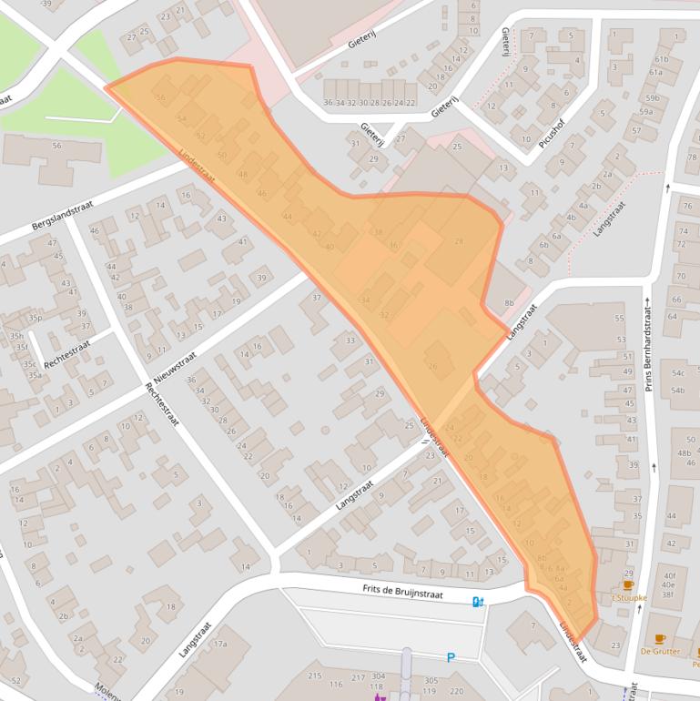 Kaart van postcodegebied 5721XP.