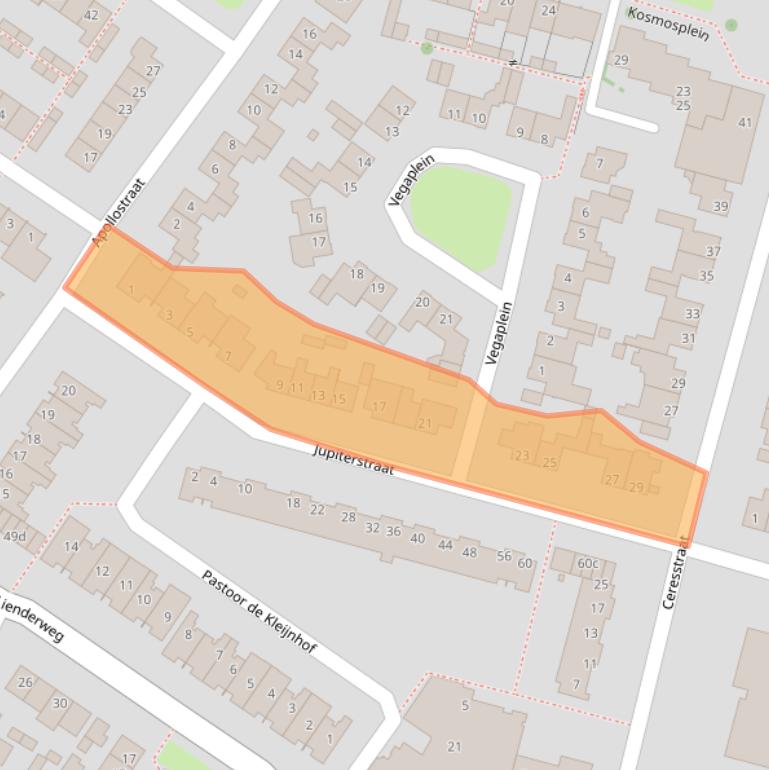 Kaart van postcodegebied 5721ZE.