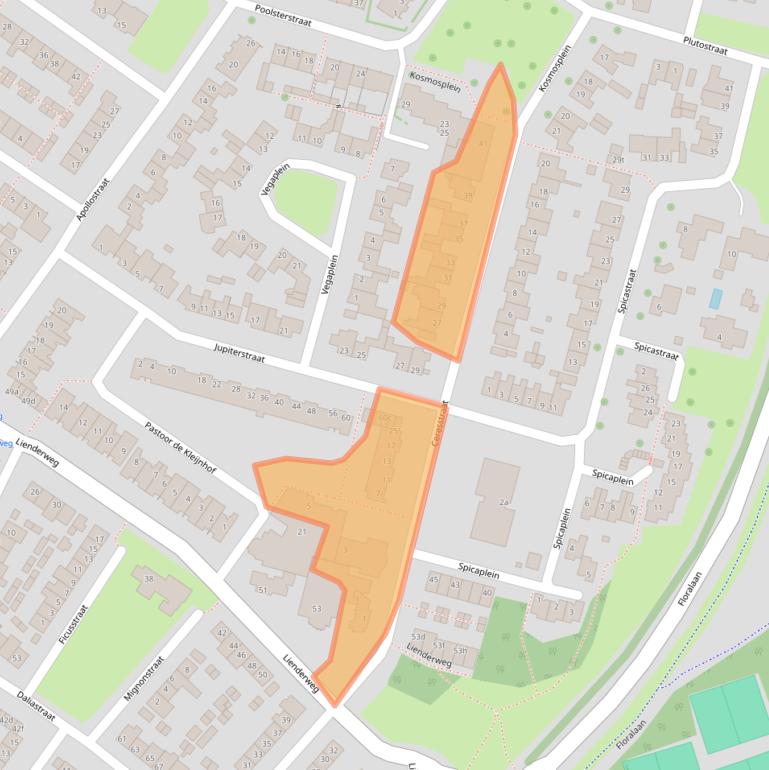 Kaart van postcodegebied 5721ZJ.