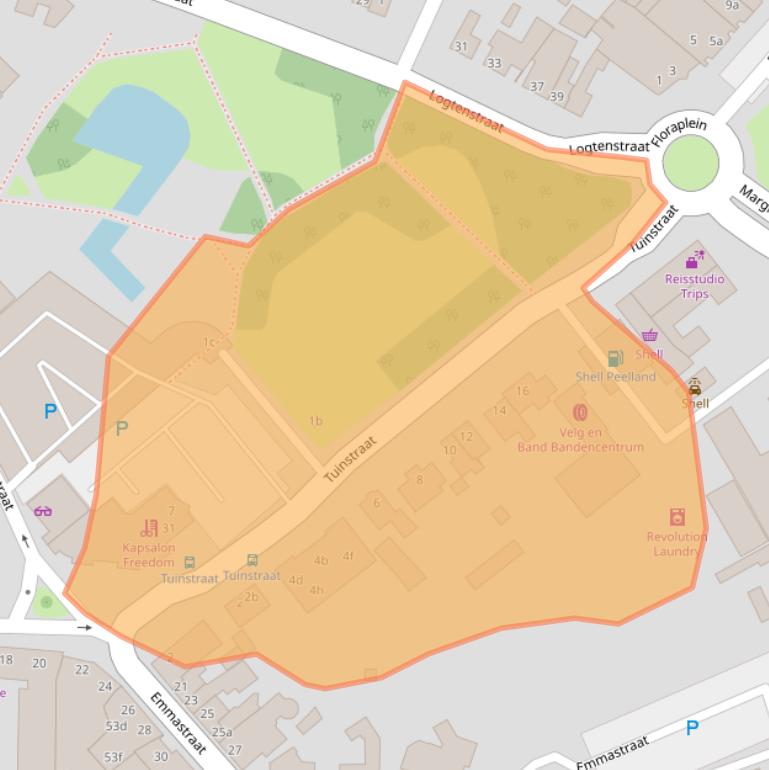 Kaart van postcodegebied 5721ZZ.