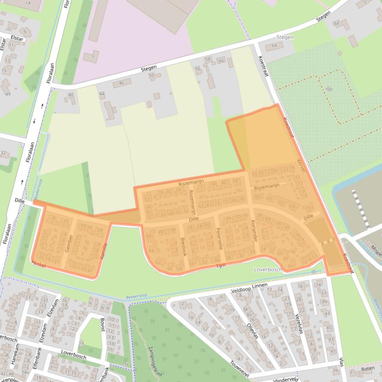 Kaart van postcodegebied 5722.