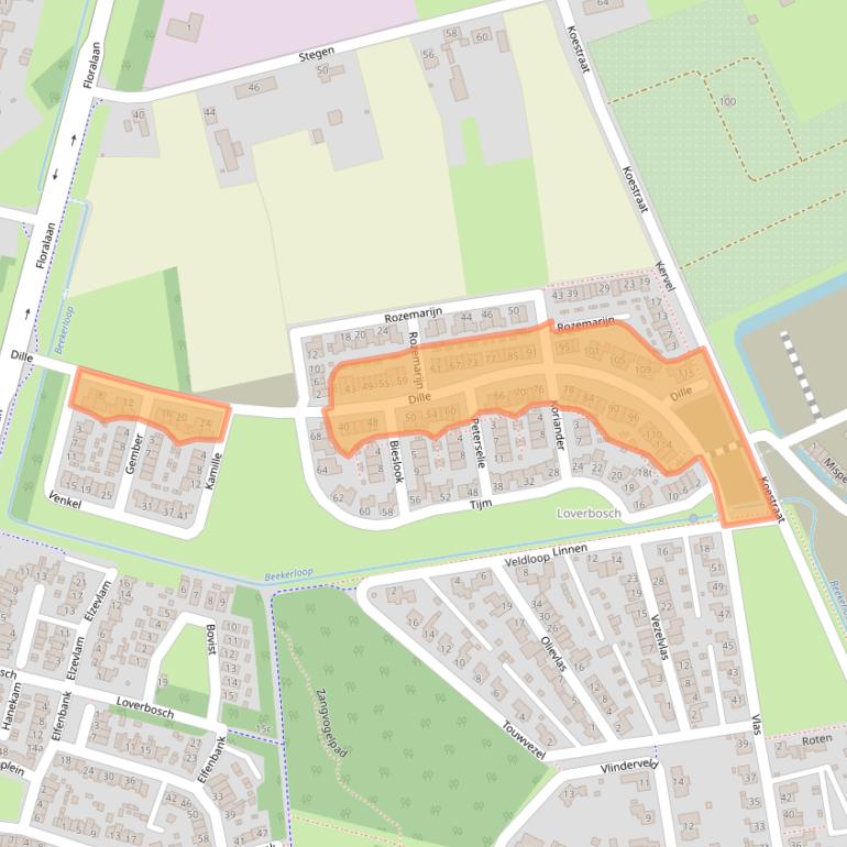 Kaart van postcodegebied 5722AA.