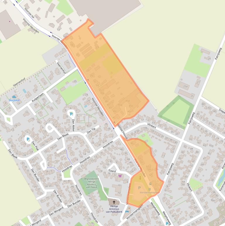 Kaart van postcodegebied 5725AB.