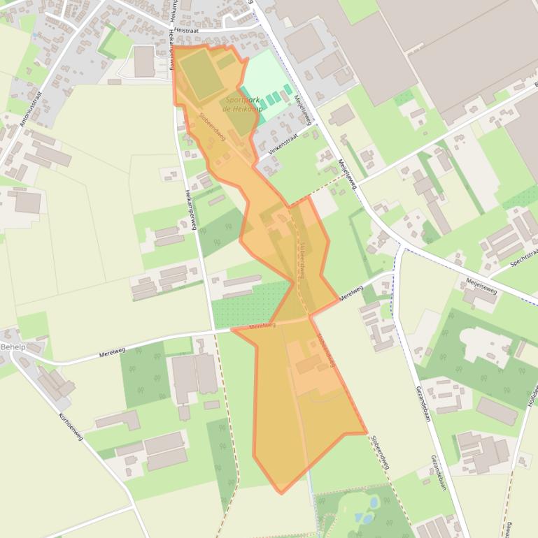 Kaart van postcodegebied 5725BJ.
