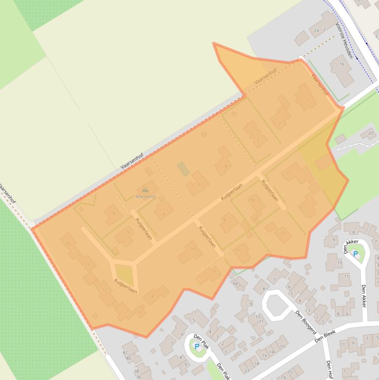 Kaart van postcodegebied 5725BL.