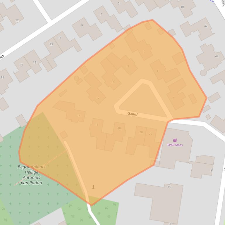 Kaart van postcodegebied 5725BW.