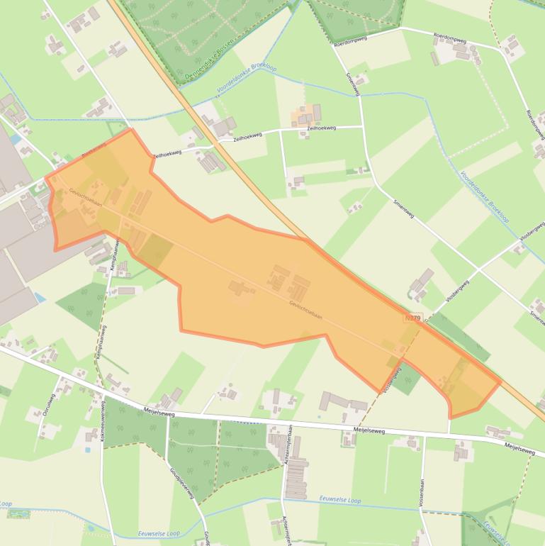Kaart van postcodegebied 5725RD.