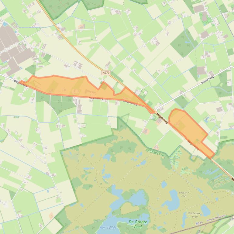 Kaart van postcodegebied 5725RG.