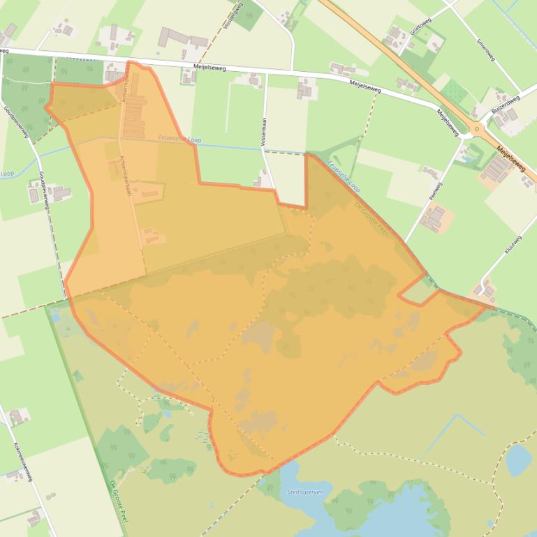 Kaart van postcodegebied 5725RL.