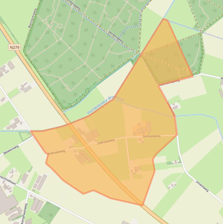 Kaart van postcodegebied 5725RP.