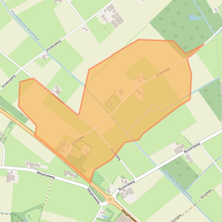 Kaart van postcodegebied 5725RT.