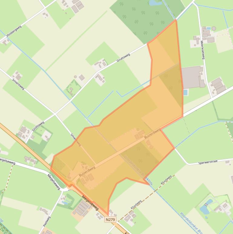 Kaart van postcodegebied 5725RX.