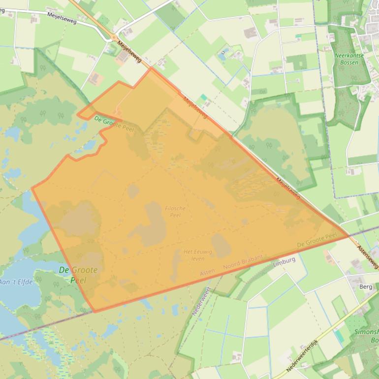 Kaart van postcodegebied 5725RZ.