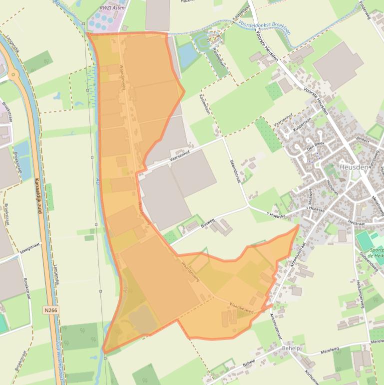 Kaart van postcodegebied 5725TB.