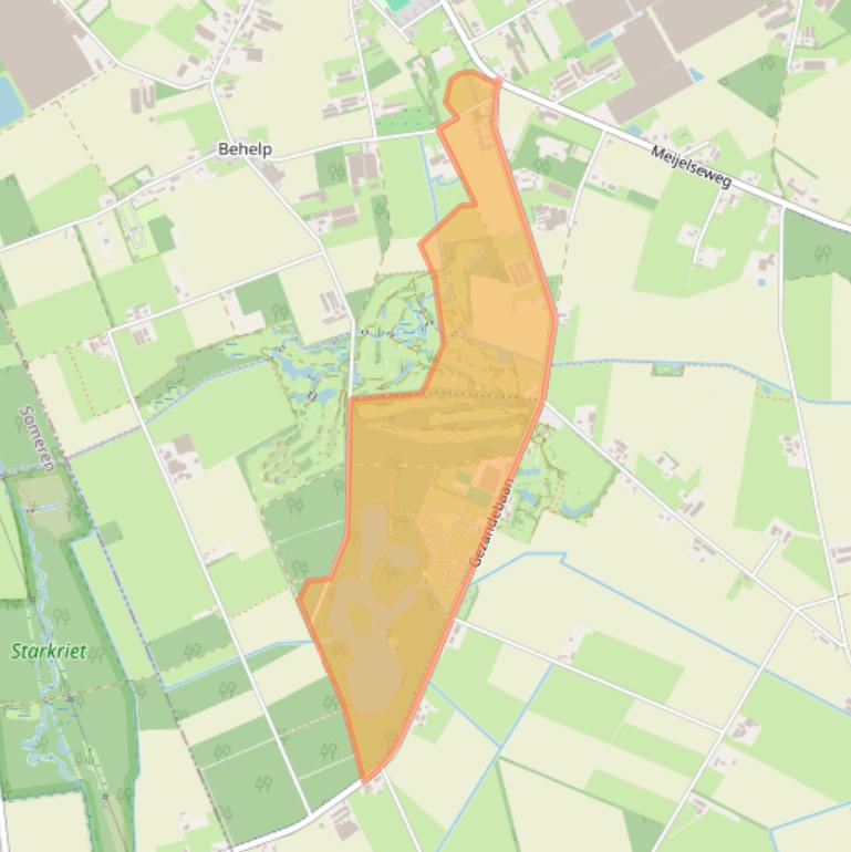 Kaart van postcodegebied 5725TM.