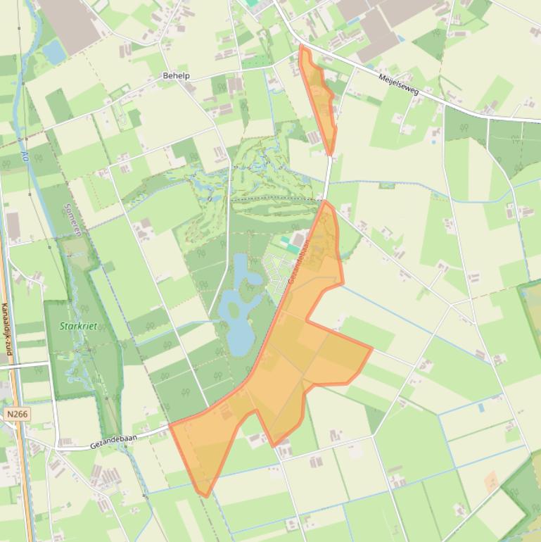 Kaart van postcodegebied 5725TN.