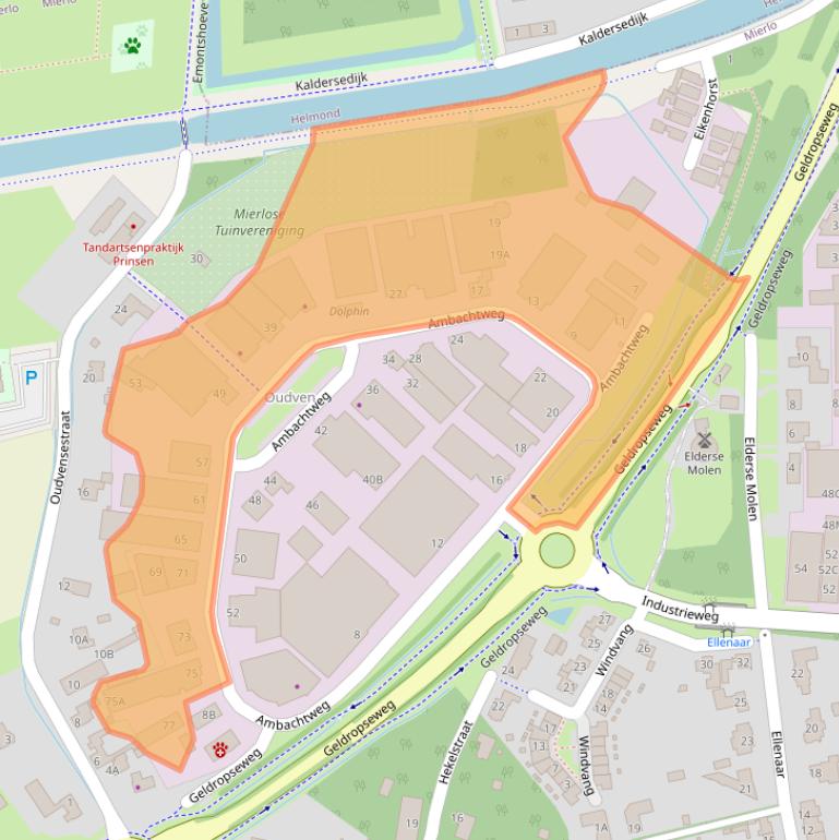 Kaart van postcodegebied 5731AE.