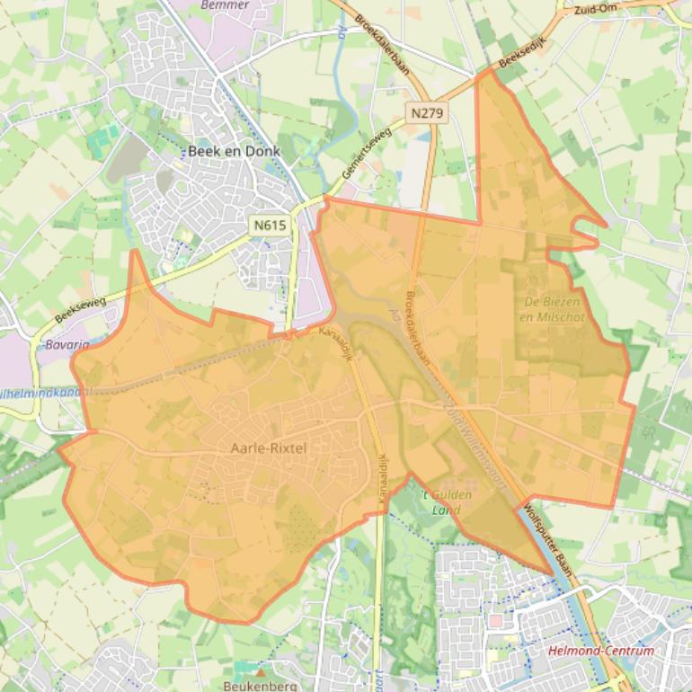 Kaartafbeelding, ingezoomd op postcodegebied 5735.