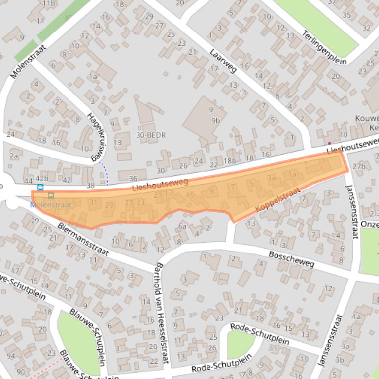 Kaart van postcodegebied 5735BA.