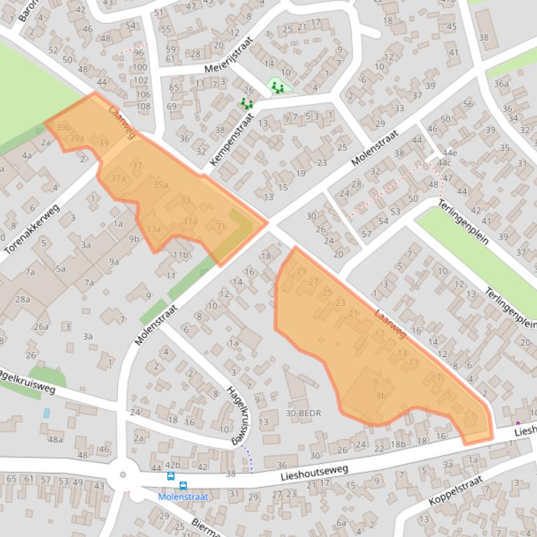 Kaart van postcodegebied 5735BP.