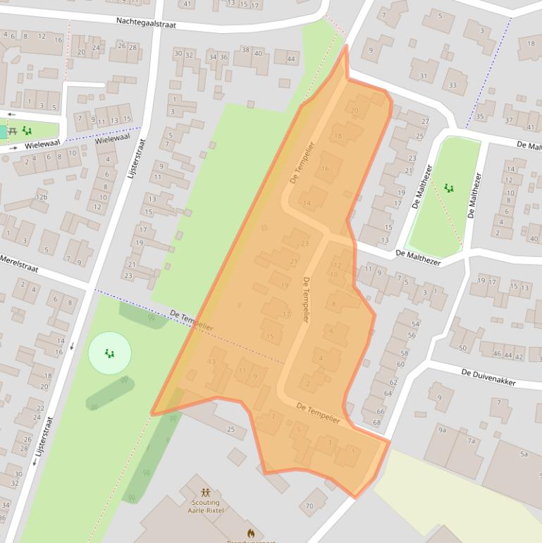 Kaart van postcodegebied 5735JG.