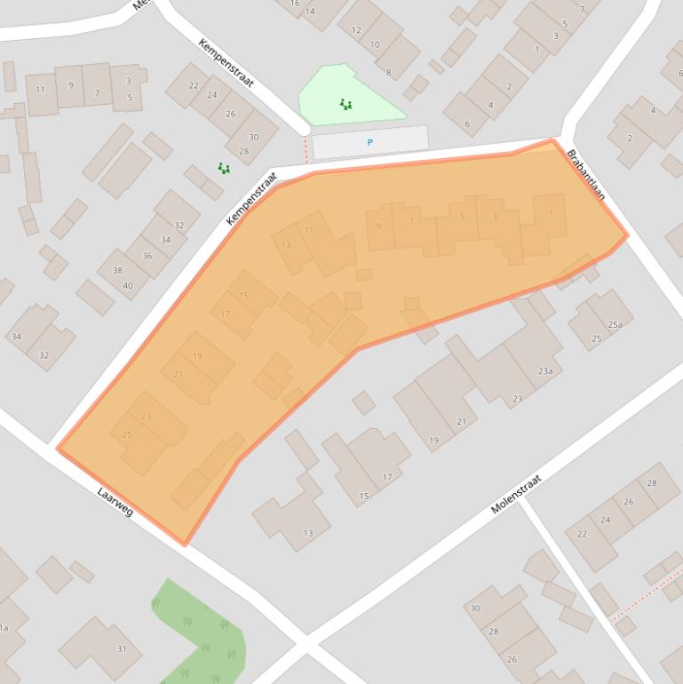 Kaart van postcodegebied 5735KD.