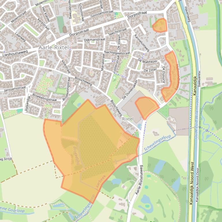 Kaart van postcodegebied 5735RB.