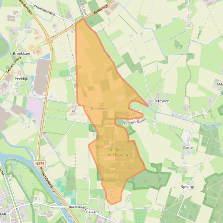 Kaart van postcodegebied 5735SM.