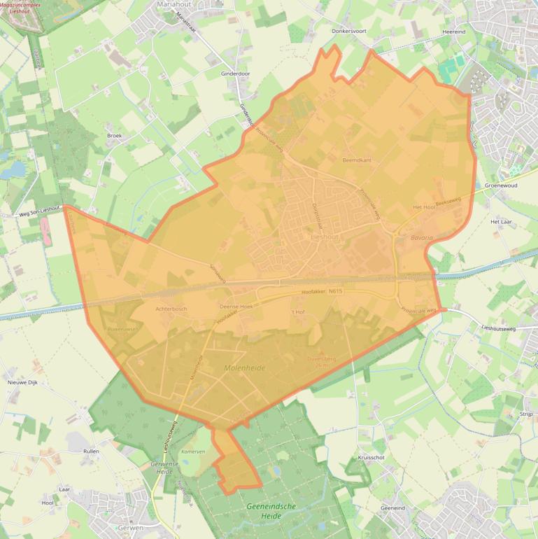 Kaart van postcodegebied 5737.