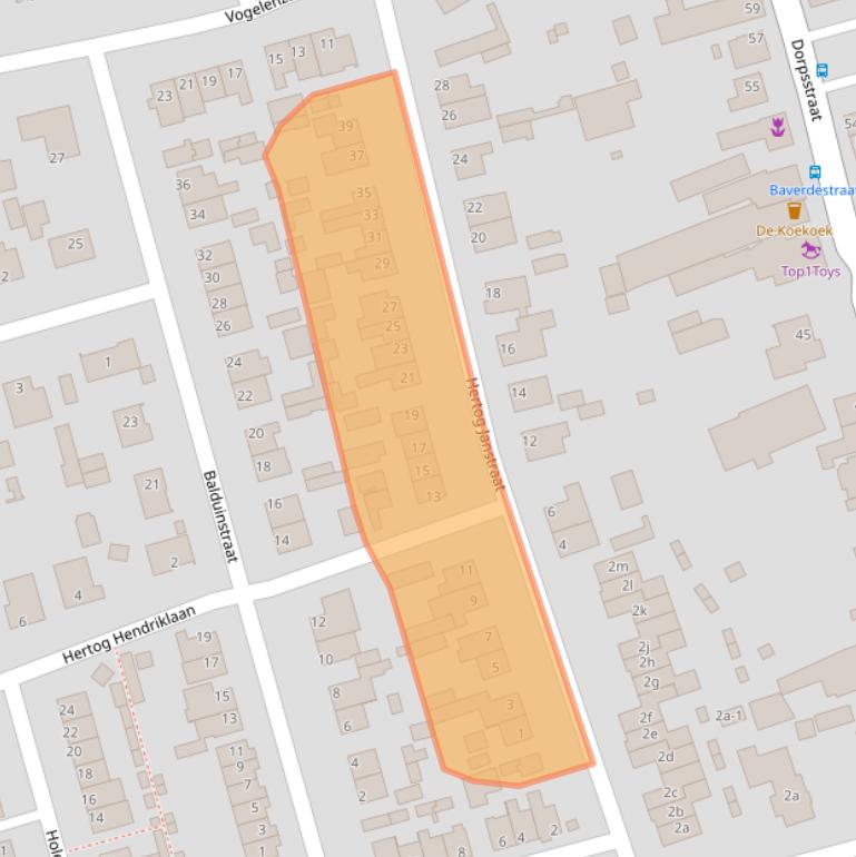 Kaart van postcodegebied 5737CS.