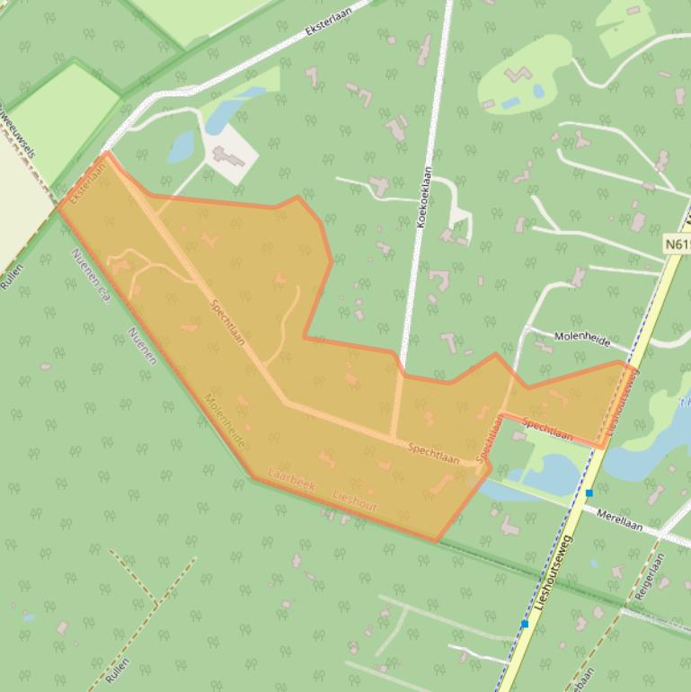 Kaart van postcodegebied 5737PL.