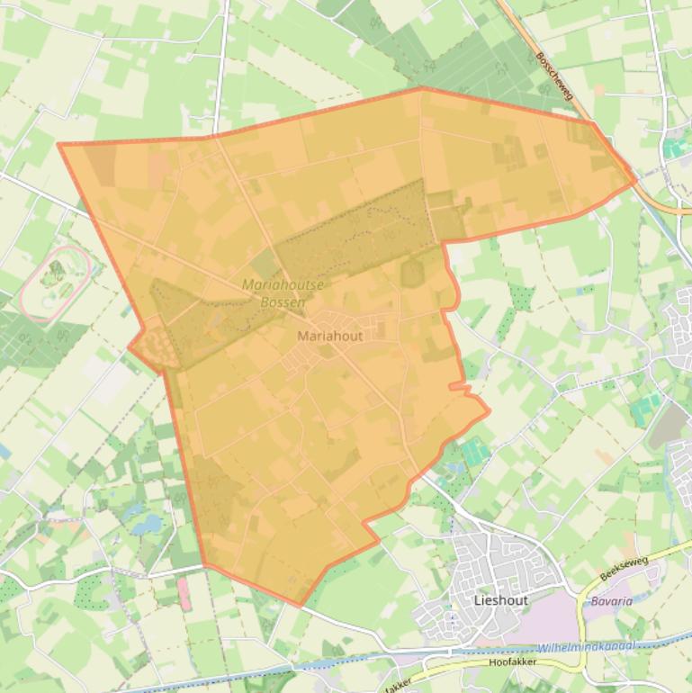 Kaart van postcodegebied 5738.