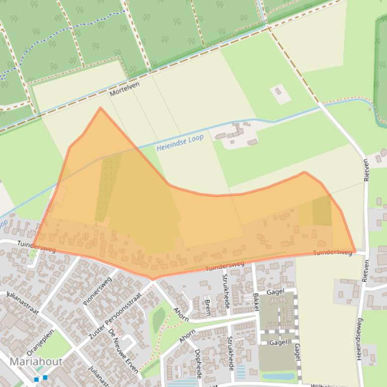 Kaart van postcodegebied 5738BK.