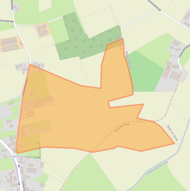 Kaart van postcodegebied 5738CC.