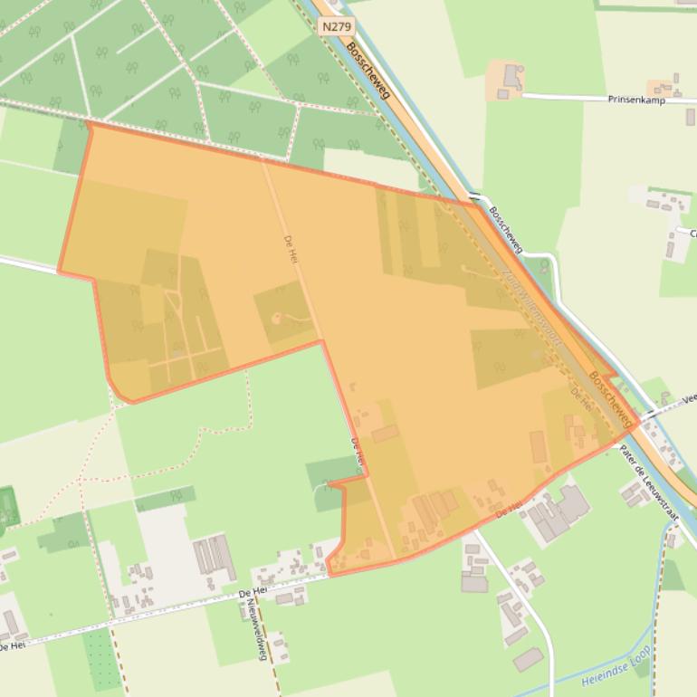 Kaart van postcodegebied 5738RT.