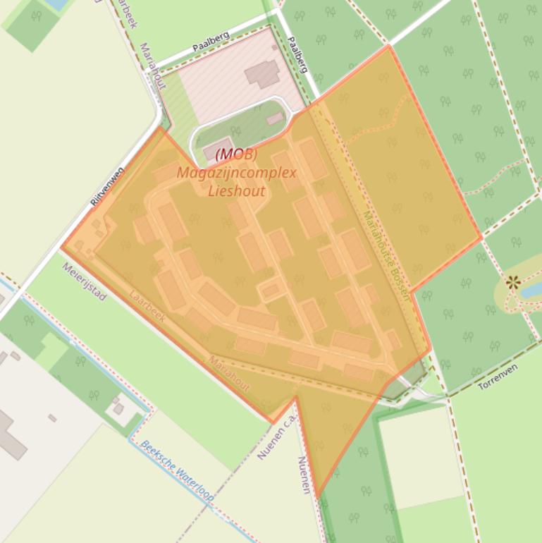 Kaart van postcodegebied 5738RW.