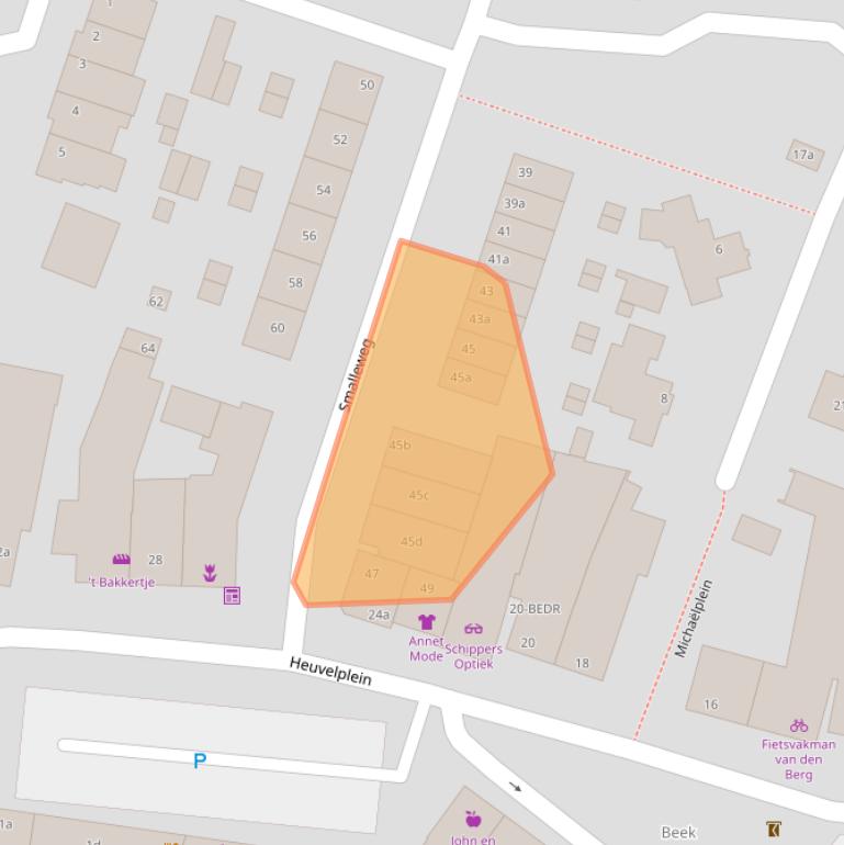 Kaart van postcodegebied 5741JM.