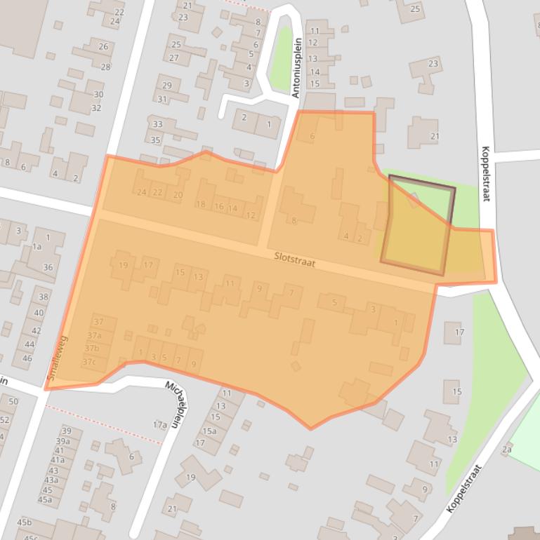 Kaart van postcodegebied 5741JS.