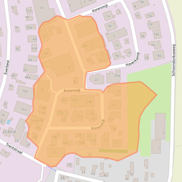 Kaart van postcodegebied 5741PP.