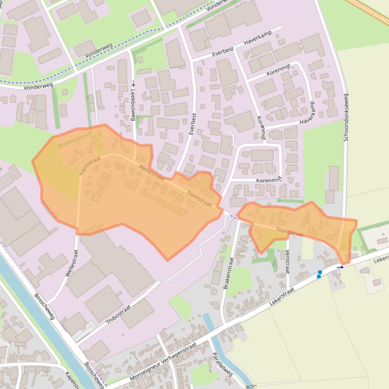 Kaart van postcodegebied 5741ST.